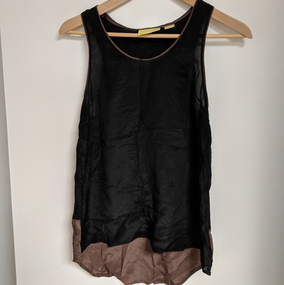 Anthropologie black and brown silk blouse